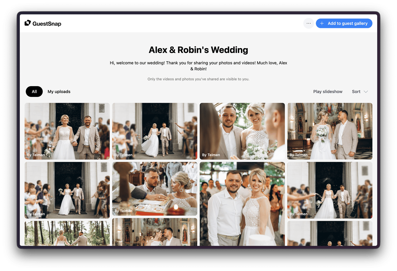 GuestSnap gallery on desktop