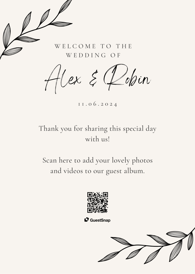 Table Card GuestSnap Canva template preview