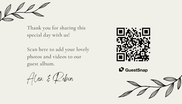 Take home card GuestSnap Canva template preview