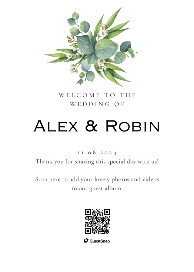 Table Card GuestSnap Canva template preview