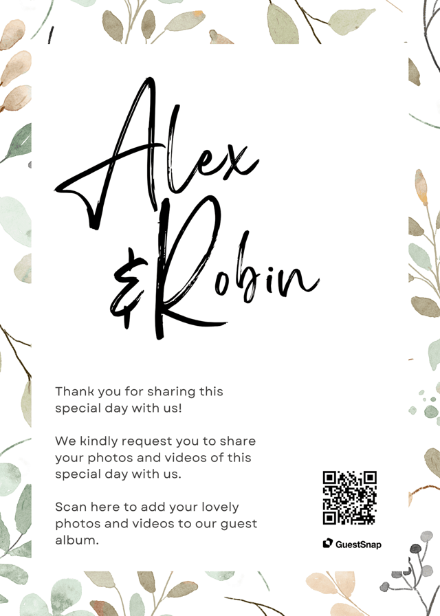 Table Card GuestSnap Canva template preview